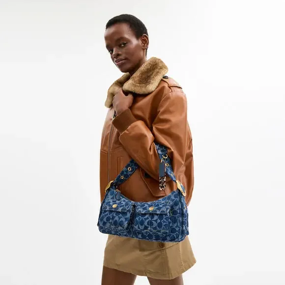 Coachtopia Cargo Shoulder Bag In Upcrafted Signature Denim - Picture 7 of 9